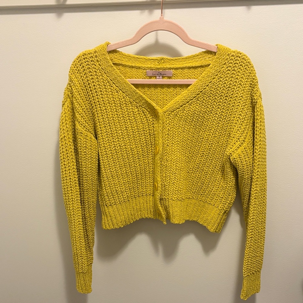 Love Tree Bright Yellow Knit Cardigan